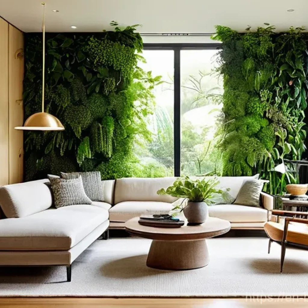 바이오필릭 주택의 투자 가치 - **Prompt:** A modern, sun-drenched living room with expansive floor-to-ceiling windows that offer a ...