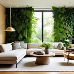 Home 10 바이오필릭 주택의 투자 가치 - **Prompt:** A modern, sun-drenched living room with expansive floor-to-ceiling windows that offer a ...