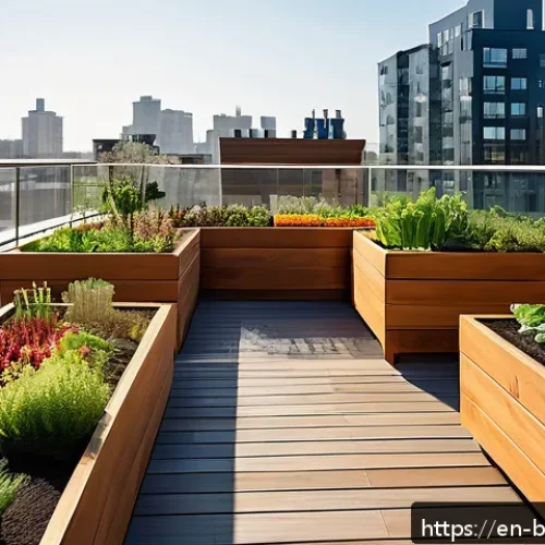 Home 17 바이오필릭 주거에서의 사회적 상호작용 촉진 - A vibrant communal rooftop garden in a modern urban apartment complex during a sunny afternoon, feat...